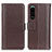 Leather Case Stands Flip Cover Holder M14L for Sony Xperia 5 III SO-53B Brown