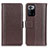 Leather Case Stands Flip Cover Holder M14L for Xiaomi Redmi Note 10 Pro 5G Brown