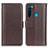 Leather Case Stands Flip Cover Holder M14L for Xiaomi Redmi Note 8 (2021) Brown