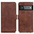 Leather Case Stands Flip Cover Holder M15L for Google Pixel 6 Pro 5G Brown