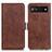 Leather Case Stands Flip Cover Holder M15L for Google Pixel 6a 5G Brown