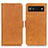 Leather Case Stands Flip Cover Holder M15L for Google Pixel 6a 5G Light Brown