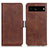 Leather Case Stands Flip Cover Holder M15L for Google Pixel 7 Pro 5G Brown