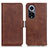 Leather Case Stands Flip Cover Holder M15L for Huawei Honor 50 5G Brown