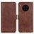 Leather Case Stands Flip Cover Holder M15L for Huawei Honor 50 Lite Brown