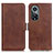 Leather Case Stands Flip Cover Holder M15L for Huawei Honor 50 Pro 5G Brown