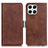 Leather Case Stands Flip Cover Holder M15L for Huawei Honor X8 4G Brown