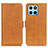 Leather Case Stands Flip Cover Holder M15L for Huawei Honor X8 5G Light Brown