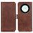 Leather Case Stands Flip Cover Holder M15L for Huawei Honor X9a 5G Brown