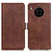 Leather Case Stands Flip Cover Holder M15L for Huawei Nova 8i Brown