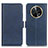 Leather Case Stands Flip Cover Holder M15L for Huawei Nova Y91 Blue