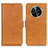 Leather Case Stands Flip Cover Holder M15L for Huawei Nova Y91 Light Brown