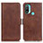 Leather Case Stands Flip Cover Holder M15L for Motorola Moto E30 Brown