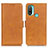 Leather Case Stands Flip Cover Holder M15L for Motorola Moto E30 Light Brown