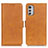 Leather Case Stands Flip Cover Holder M15L for Motorola Moto E32 Light Brown