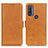 Leather Case Stands Flip Cover Holder M15L for Motorola Moto G Pure Light Brown