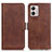 Leather Case Stands Flip Cover Holder M15L for Motorola Moto G53j 5G Brown