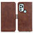 Leather Case Stands Flip Cover Holder M15L for Motorola Moto G60s Brown