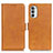 Leather Case Stands Flip Cover Holder M15L for Motorola Moto G71s 5G Light Brown