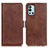 Leather Case Stands Flip Cover Holder M15L for OnePlus 9R 5G Brown