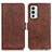 Leather Case Stands Flip Cover Holder M15L for OnePlus 9RT 5G Brown