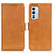 Leather Case Stands Flip Cover Holder M15L for OnePlus 9RT 5G Light Brown