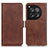 Leather Case Stands Flip Cover Holder M15L for OnePlus Ace 3 5G Brown