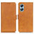 Leather Case Stands Flip Cover Holder M15L for Oppo A17 Light Brown