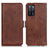 Leather Case Stands Flip Cover Holder M15L for Oppo A53s 5G Brown