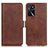 Leather Case Stands Flip Cover Holder M15L for Oppo A54s Brown