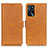 Leather Case Stands Flip Cover Holder M15L for Oppo A54s Light Brown