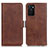 Leather Case Stands Flip Cover Holder M15L for Oppo A55S 5G Brown