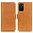 Leather Case Stands Flip Cover Holder M15L for Oppo A55S 5G Light Brown