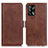 Leather Case Stands Flip Cover Holder M15L for Oppo A74 4G Brown