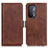 Leather Case Stands Flip Cover Holder M15L for Oppo A74 5G Brown