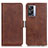 Leather Case Stands Flip Cover Holder M15L for Oppo A77 5G Brown