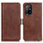 Leather Case Stands Flip Cover Holder M15L for Oppo A94 5G Brown