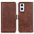 Leather Case Stands Flip Cover Holder M15L for Oppo A96 5G Brown