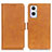 Leather Case Stands Flip Cover Holder M15L for Oppo A96 5G Light Brown