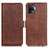 Leather Case Stands Flip Cover Holder M15L for Oppo F19 Pro Brown