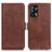 Leather Case Stands Flip Cover Holder M15L for Oppo F19s Brown