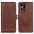 Leather Case Stands Flip Cover Holder M15L for Oppo F21 Pro 4G Brown