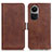 Leather Case Stands Flip Cover Holder M15L for Oppo Reno10 Pro 5G Brown