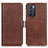 Leather Case Stands Flip Cover Holder M15L for Oppo Reno6 5G Brown