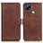 Leather Case Stands Flip Cover Holder M15L for Realme C21 Brown