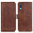 Leather Case Stands Flip Cover Holder M15L for Samsung Galaxy A02 Brown