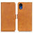 Leather Case Stands Flip Cover Holder M15L for Samsung Galaxy A03 Core Light Brown