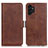 Leather Case Stands Flip Cover Holder M15L for Samsung Galaxy A13 5G Brown