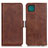 Leather Case Stands Flip Cover Holder M15L for Samsung Galaxy A22 5G Brown