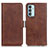 Leather Case Stands Flip Cover Holder M15L for Samsung Galaxy F23 5G Brown